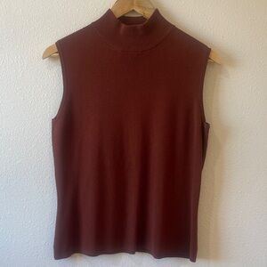 Sleeveless Rust Mock Neck Top
